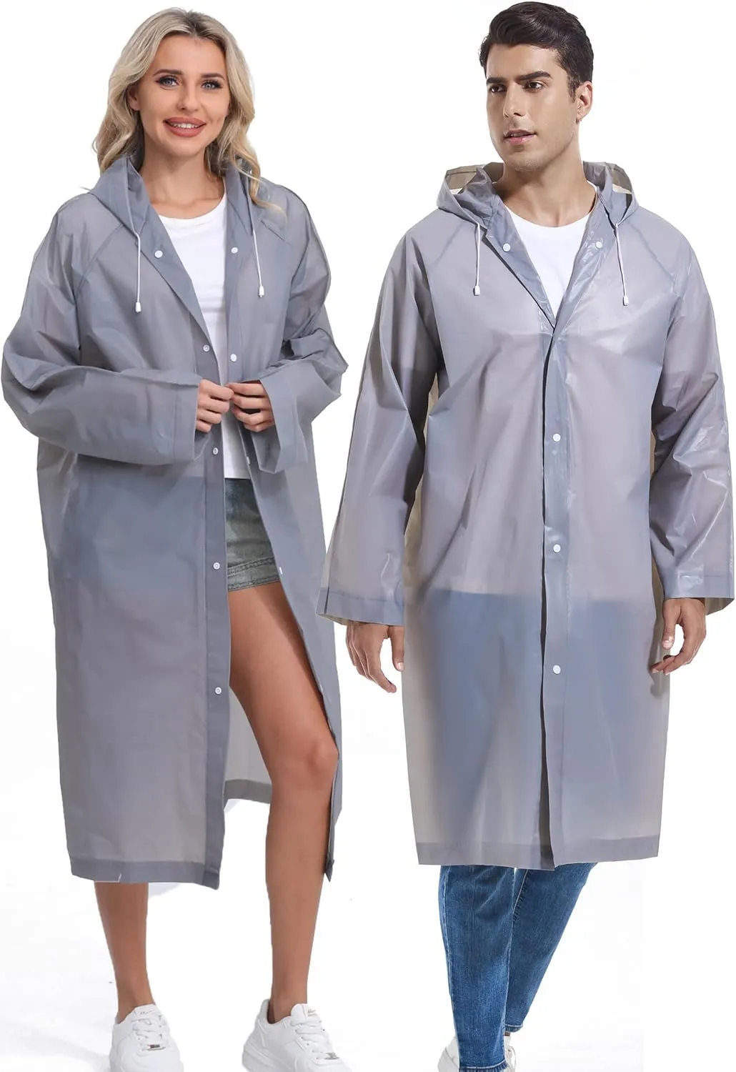 2PCS Borogo Rain Coats for Adults - Reusable Rain Jackets for Men & Women