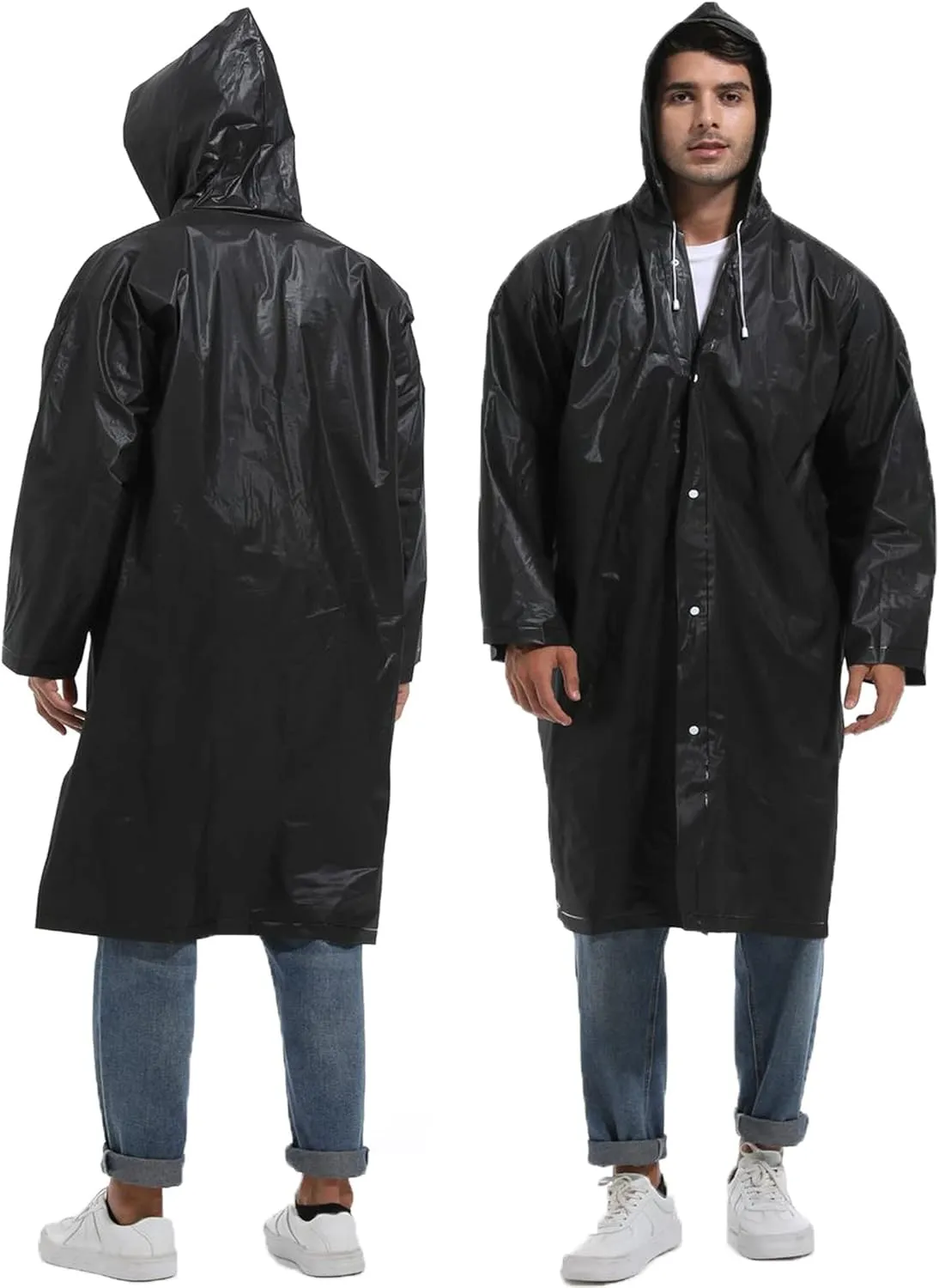 2PCS Borogo Rain Coats for Adults - Reusable Rain Jackets for Men & Women