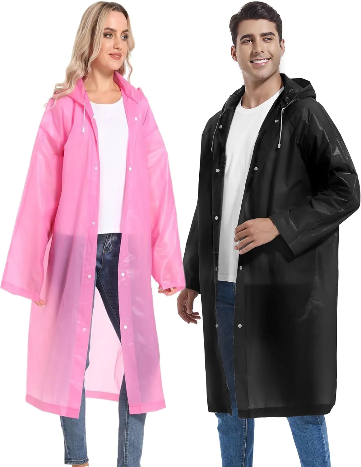 2PCS Borogo Rain Coats for Adults - Reusable Rain Jackets for Men & Women