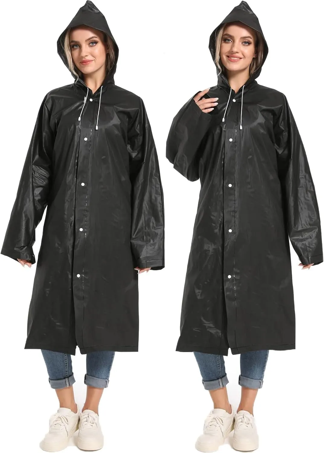 2PCS Borogo Rain Coats for Adults - Reusable Rain Jackets for Men & Women