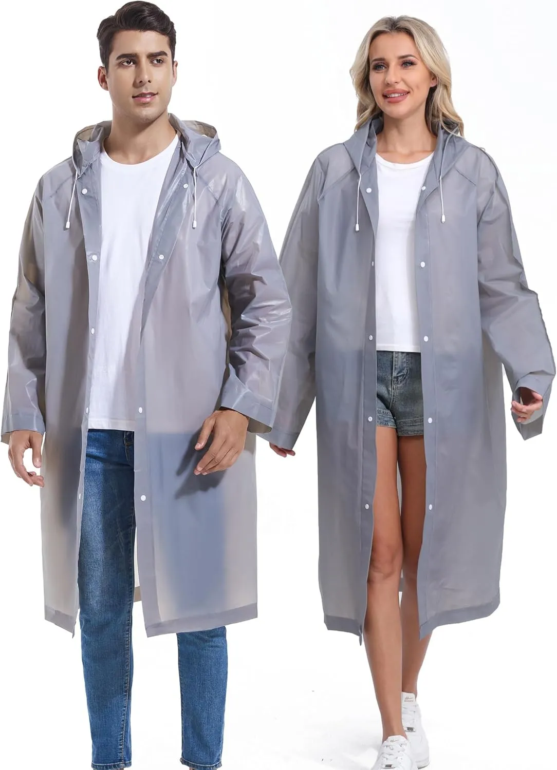 2PCS Borogo Rain Coats for Adults - Reusable Rain Jackets for Men & Women