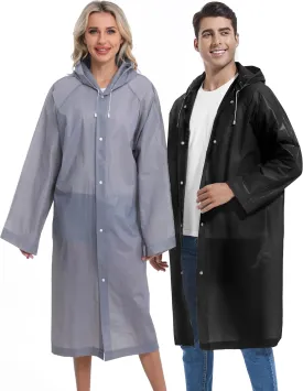 2PCS Borogo Rain Coats for Adults - Reusable Rain Jackets for Men & Women