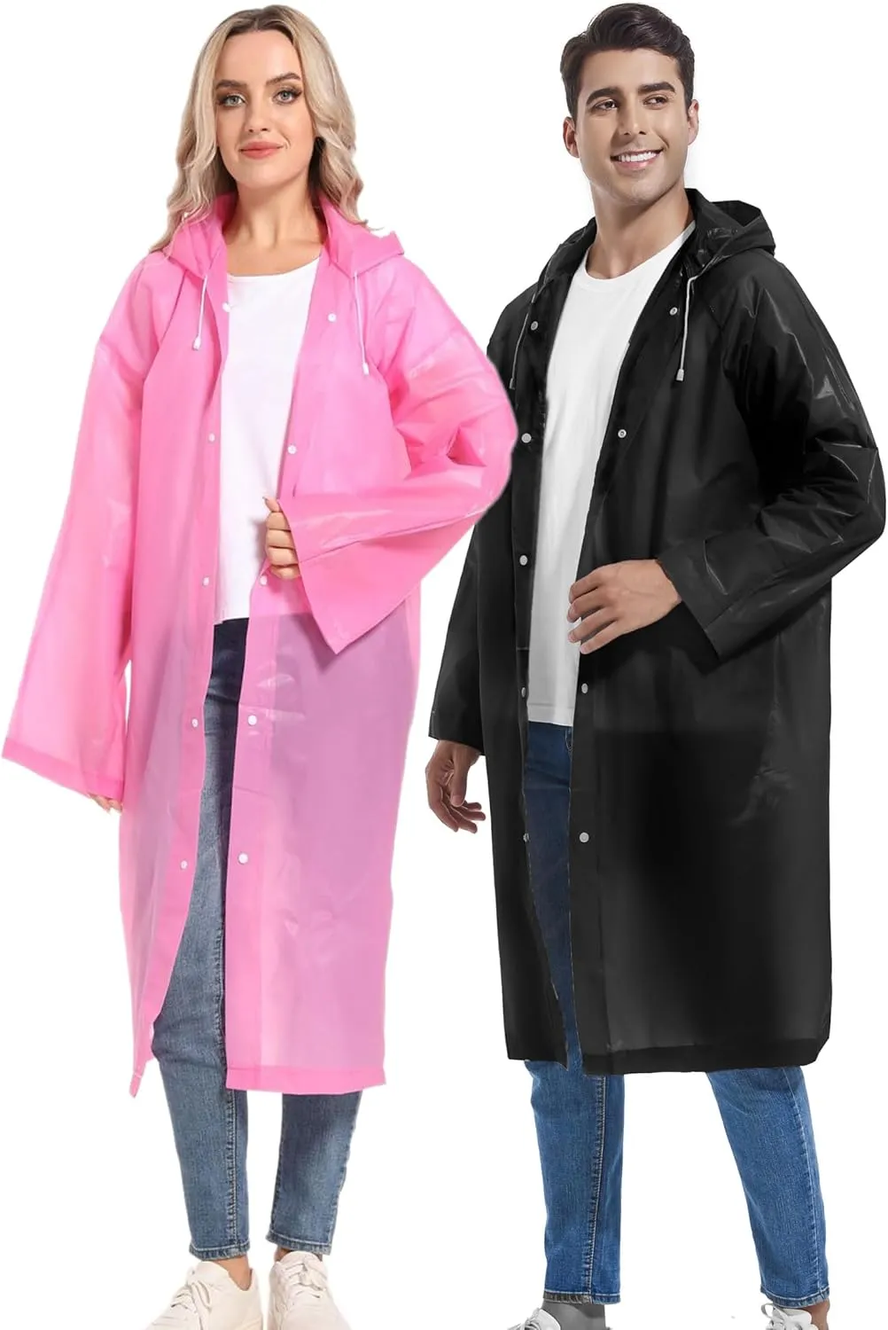 2PCS Borogo Rain Coats for Adults - Reusable Rain Jackets for Men & Women