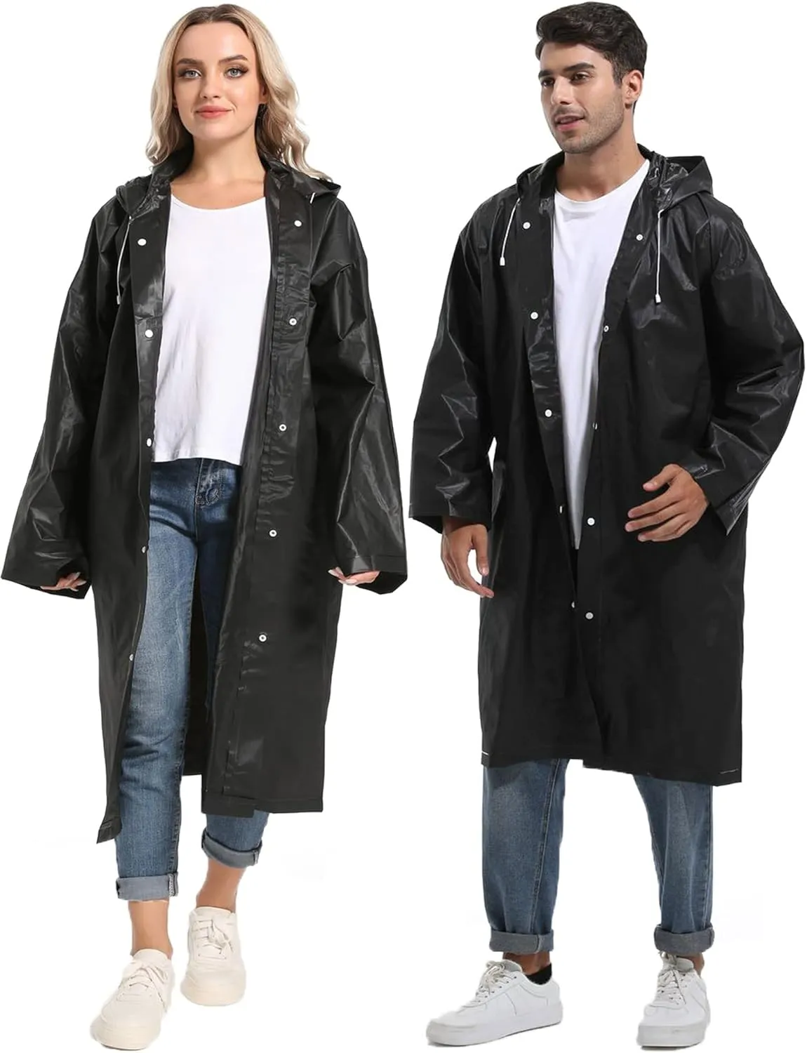 2PCS Borogo Rain Coats for Adults - Reusable Rain Jackets for Men & Women