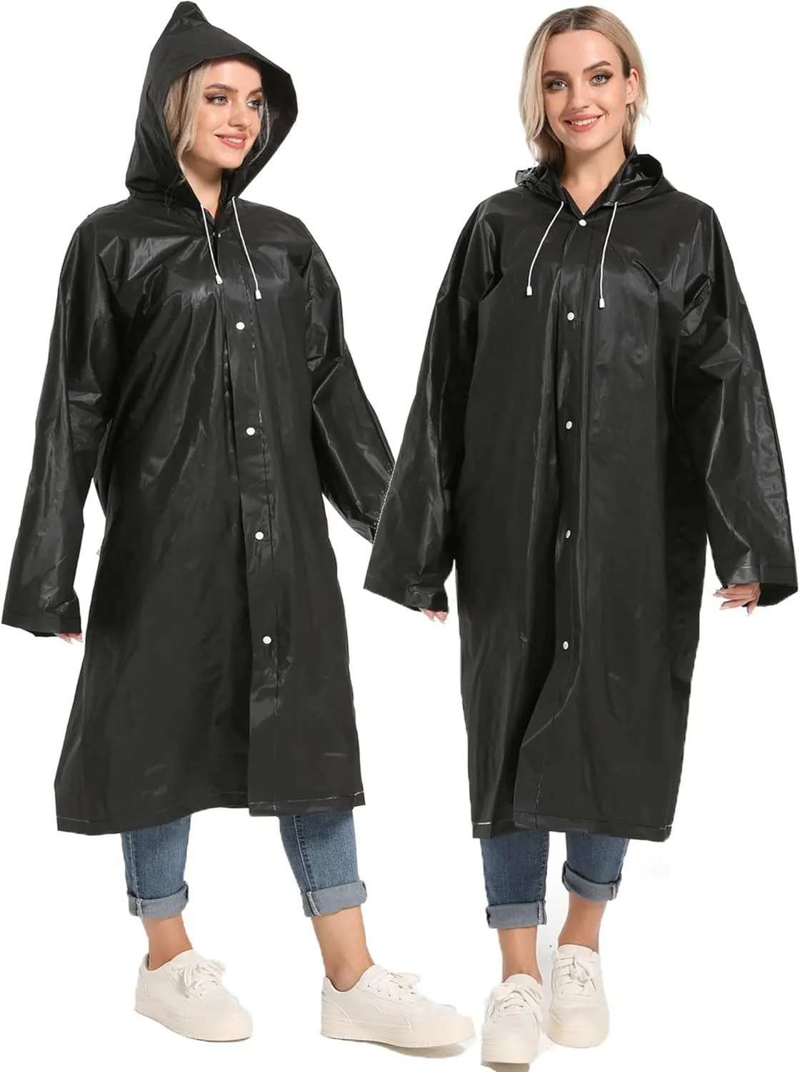2PCS Borogo Rain Coats for Adults - Reusable Rain Jackets for Men & Women