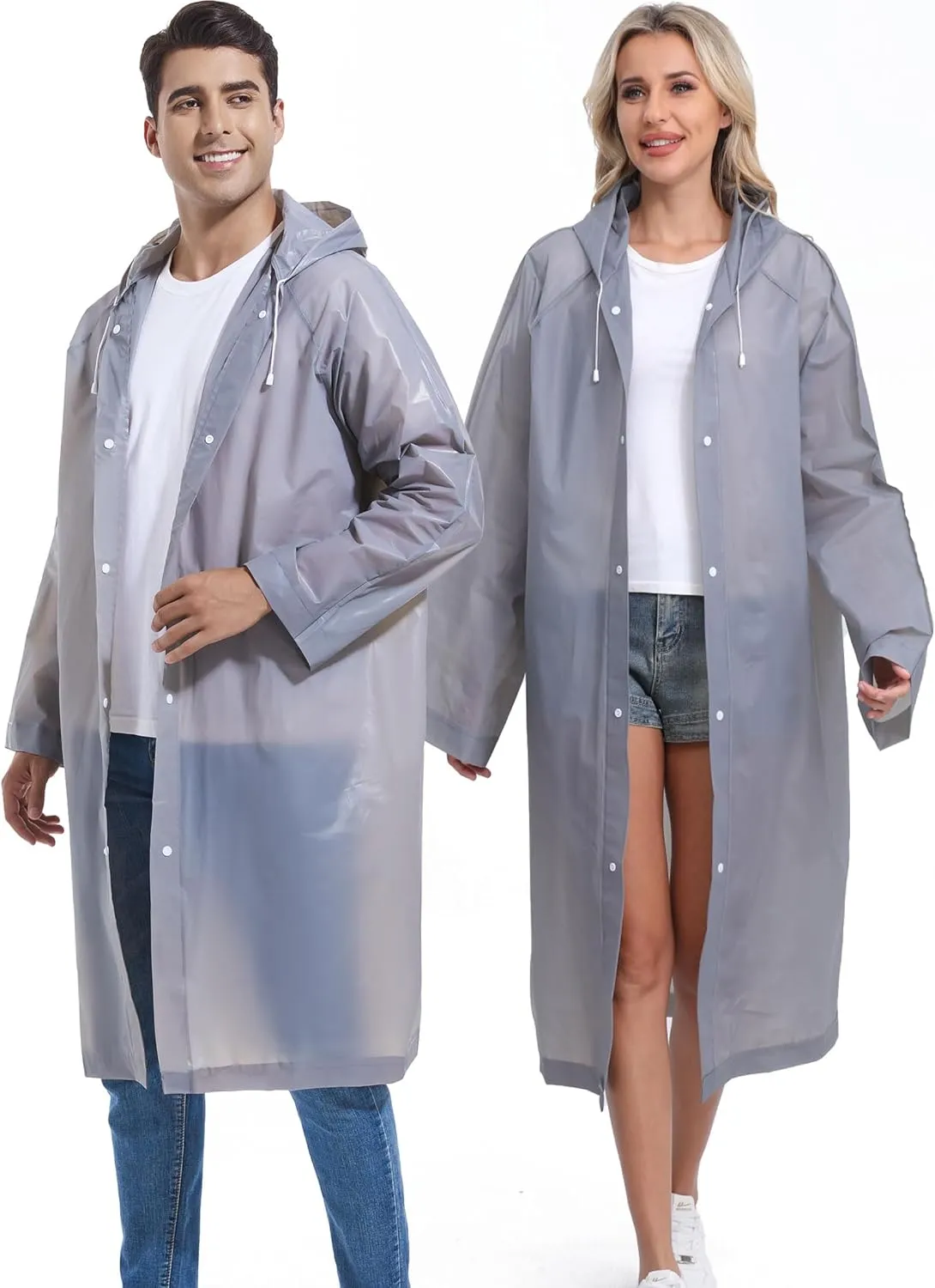 2PCS Borogo Rain Coats for Adults - Reusable Rain Jackets for Men & Women