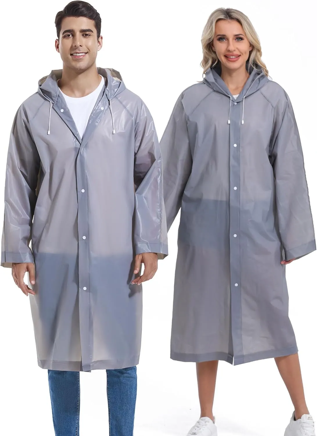 2PCS Borogo Rain Coats for Adults - Reusable Rain Jackets for Men & Women