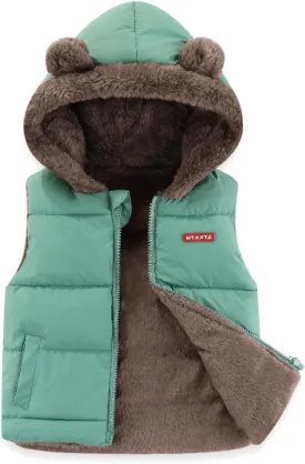 Baby Girl Boy Fleece Hooded Jacket Vest Cute Ear Hoodie Sleeveless Waistcoat Warm Jacket Outwear Toddler Cotton Vest