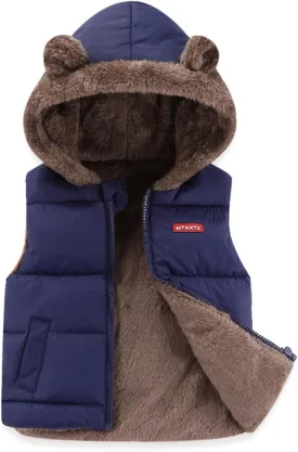 Baby Girl Boy Fleece Hooded Jacket Vest Cute Ear Hoodie Sleeveless Waistcoat Warm Jacket Outwear Toddler Cotton Vest