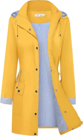 BBX Lephsnt Rain Coats for Women Waterproof Rain Jacket Lightweight Windbreaker Outdoor Hooded Trench Coat