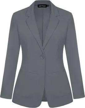 Blazers for Women Long Sleeve Button Front Blazer Notch Lapel Casual Work Office Suit Jackets with Pocket