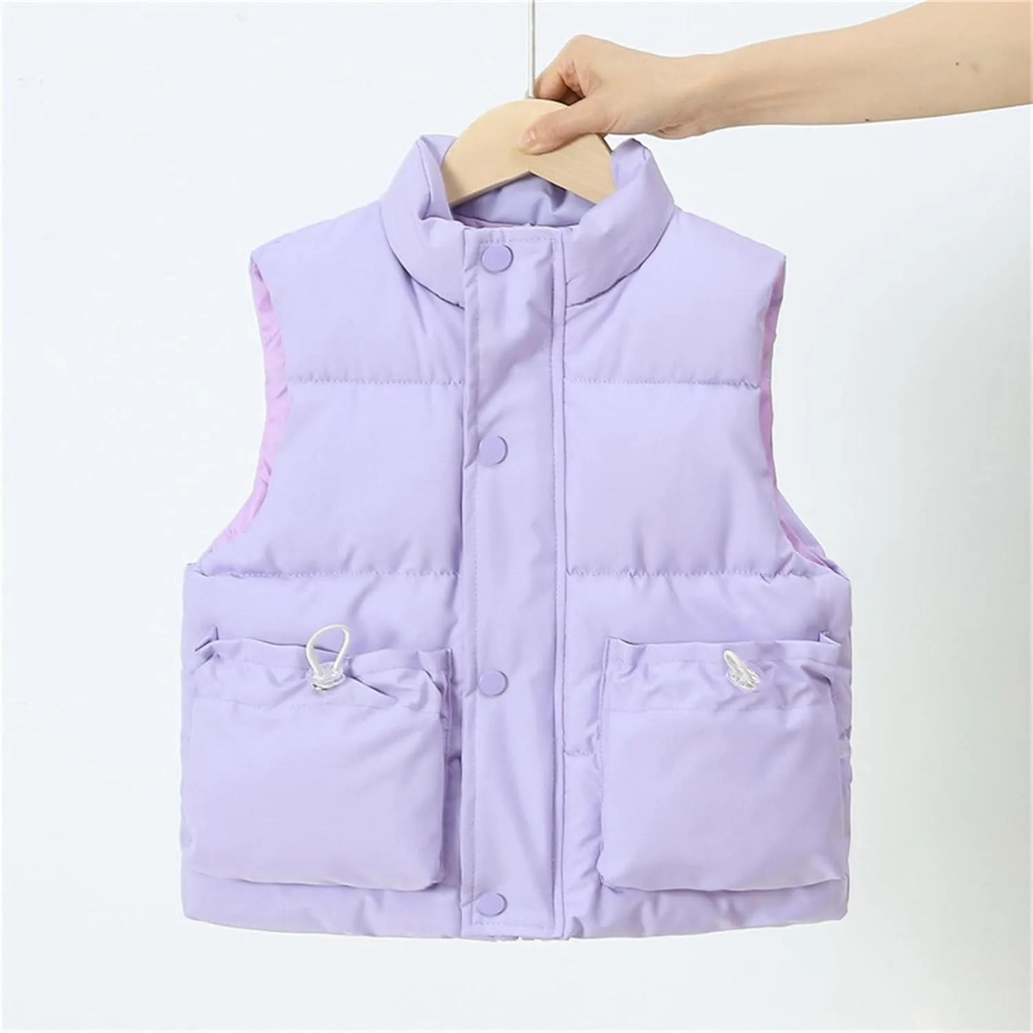 Boys and Toddler Zip Up Puffer Vest Winter Sleeveless Jacket Solid Color Outerwear Coat for Girls Warm Padded Jacket