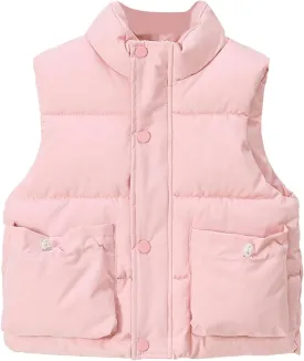 Boys and Toddler Zip Up Puffer Vest Winter Sleeveless Jacket Solid Color Outerwear Coat for Girls Warm Padded Jacket