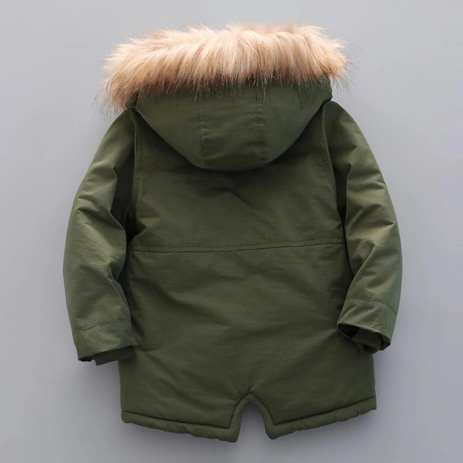Boys and Toddler's Winter Coat Fleece Lined Long Puffer Jacket Insulated Parka with Faux Fur Collar Hooded Down Coat