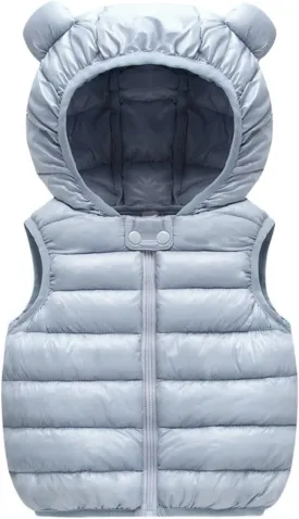 Boys Girls Lightweight Packable Hooded Puffer Vest Toddler Baby Sleeveless Down Coat Bear Ears Butterfly Jacket Toddler