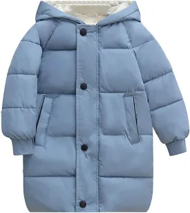 Boys Girls Long Winter Coat Hooded Puffer Jacket Kids Lightweight Down Coat Insulated Parka Thicken Warm Padded Jacket