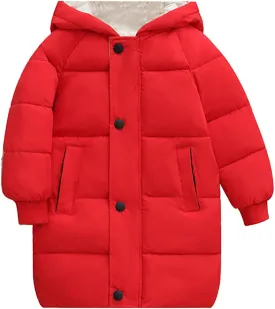 Boys Girls Long Winter Coat Hooded Puffer Jacket Kids Lightweight Down Coat Insulated Parka Thicken Warm Padded Jacket