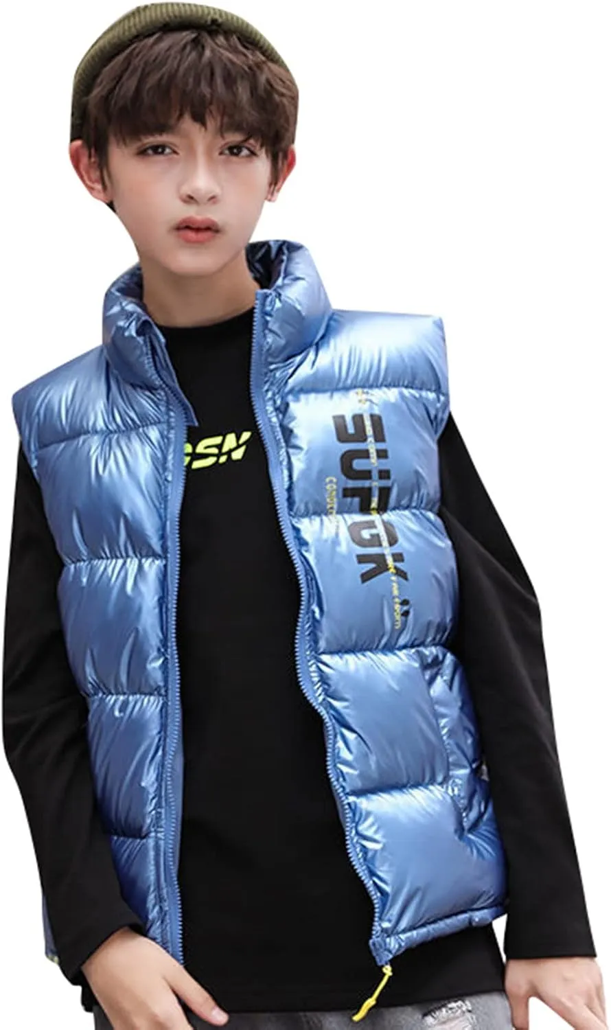 Boys Girls Puffer Vest Winter Coat Warm Lightweight Toddler Vest Outerwear High Neck Cute Sleeveless Down Jacket Coat