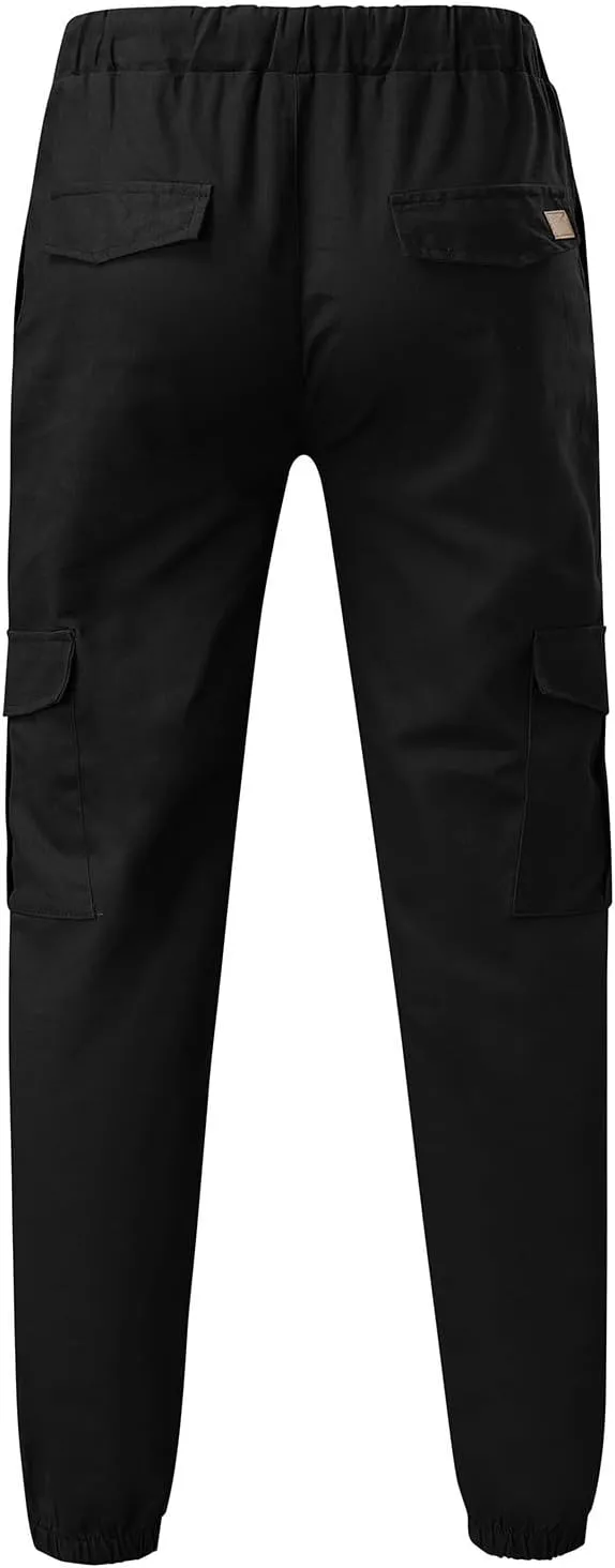 Cargo Joggers Men Casual Slim Fit Chino Trousers with Pockets Fashion Drawstring Cotton Sweatpants