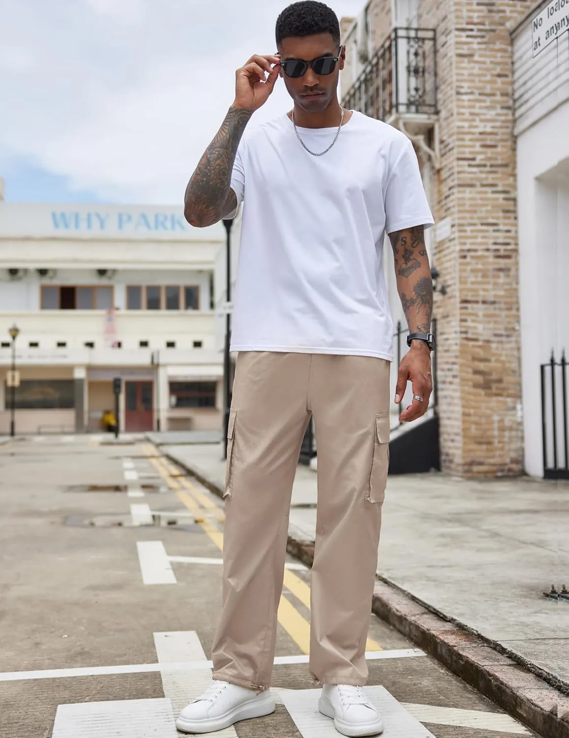 COOFANDY Men's Casual Cargo Pants Cotton Drawstring Athletic Jogger Sweatpants