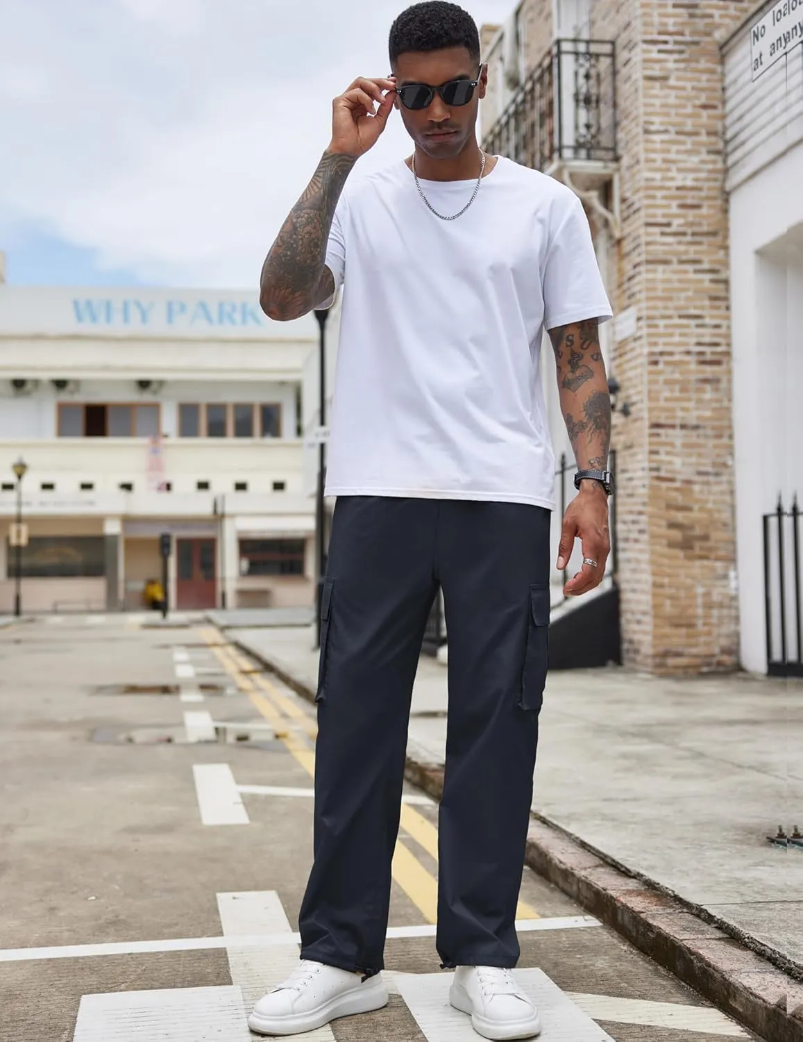 COOFANDY Men's Casual Cargo Pants Cotton Drawstring Athletic Jogger Sweatpants