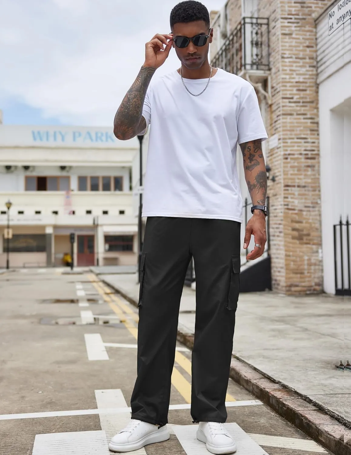 COOFANDY Men's Casual Cargo Pants Cotton Drawstring Athletic Jogger Sweatpants