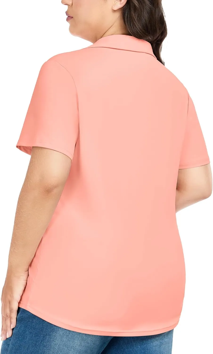 COOTRY Plus Size Golf Polo Shirts for Women Short Sleeve V Neck Tennis Tops Loose Fit T Shirt 3 Buttons
