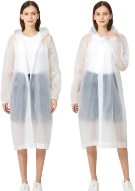 Eva Rain Ponchos for Adults, 2 Pack Reusable Raincoat for Women and Men, Lightweight Rainwear Rain Jackets with Hood