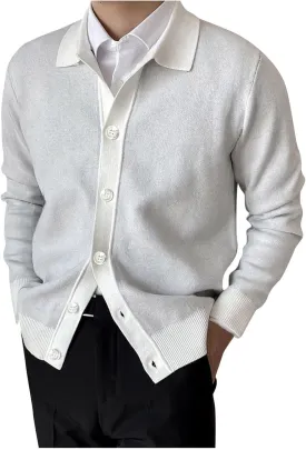 Fall Cable Knitted Sweater Cardigan Sweater for Men Lightweight Open Front V Neck Sweater Mens Fashion Cardigan Sweater