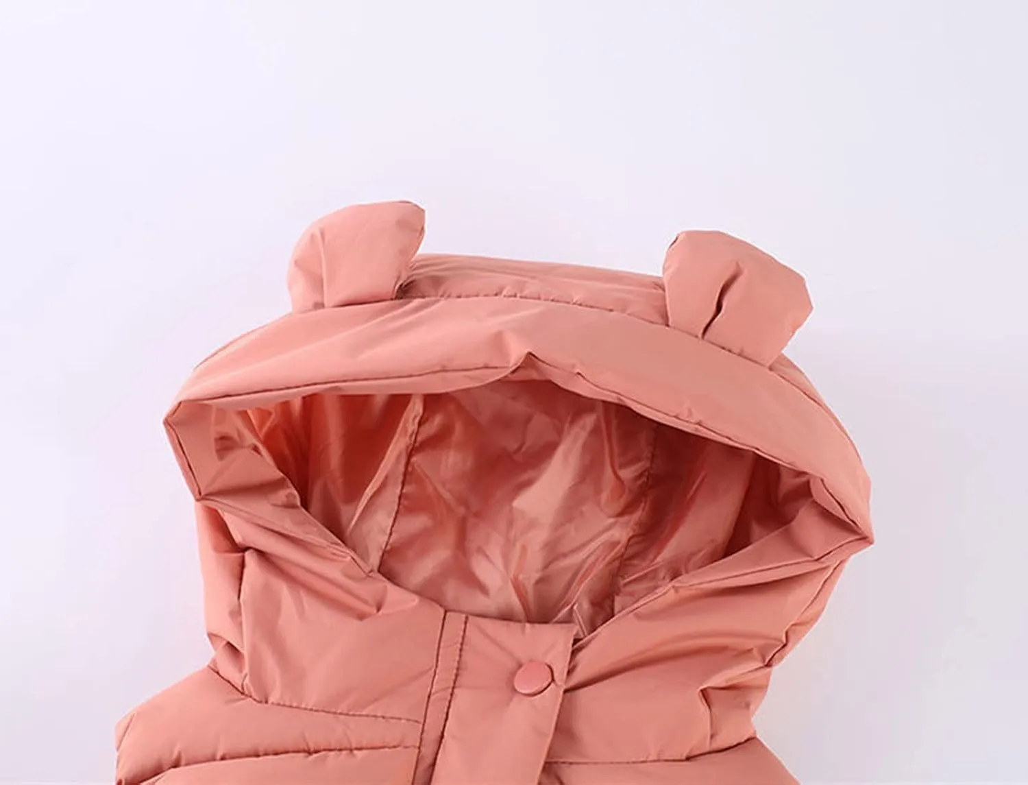 Girl Coats Lightweight Bear Ears Hooded Sleeveless Padded Vest Jacket Winter Warm Waist Coat With Pocket