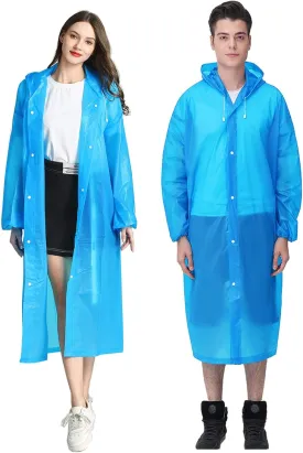 HLKZONE Raincoat, 2 Pack Rain Ponchos for Adults Travel Rain Jacket Packable Rain Coats for Women with Drawstring Hood
