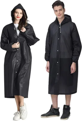 HLKZONE Raincoat, 2 Pack Rain Ponchos for Adults Travel Rain Jacket Packable Rain Coats for Women with Drawstring Hood
