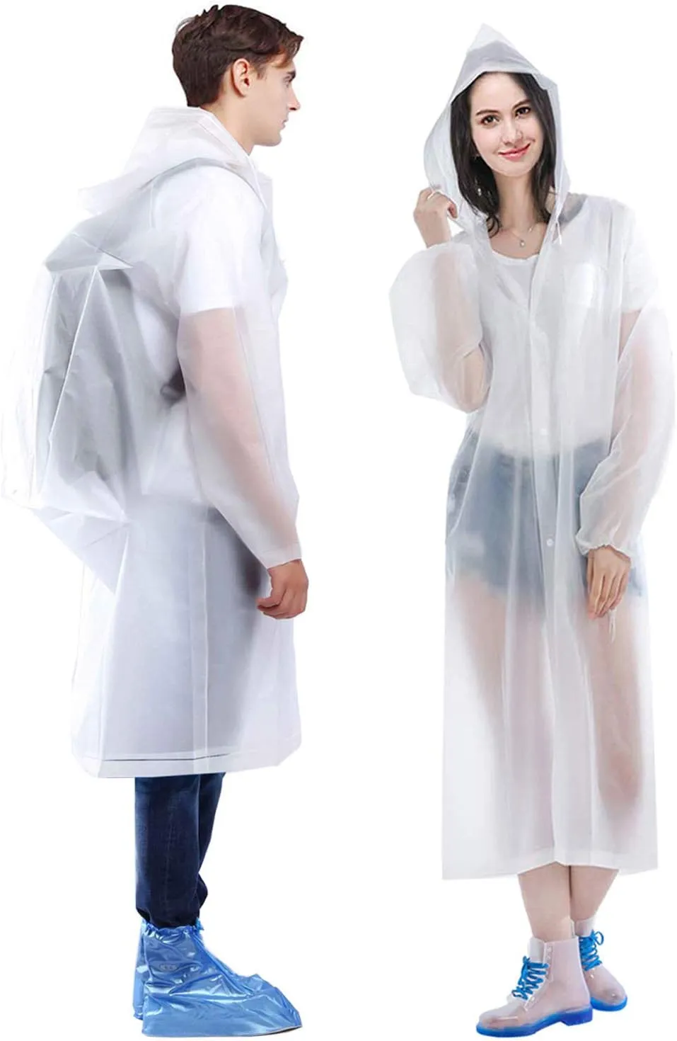 HLKZONE Raincoat, 2 Pack Rain Ponchos for Adults Travel Rain Jacket Packable Rain Coats for Women with Drawstring Hood