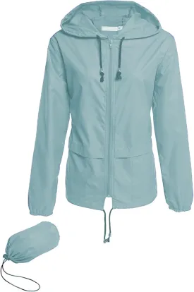 Hount Women's Lightweight Hooded Raincoat Waterproof Packable Active Outdoor Rain Jacket (S-3XL)