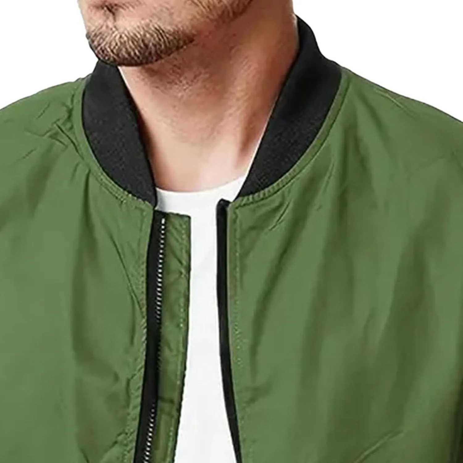 JEsilunmaMY Men's Zip Up Casual Bomber Jackets Stand Collar Lightweight Sportwear Winter Warm Padded Coats Windbreaker
