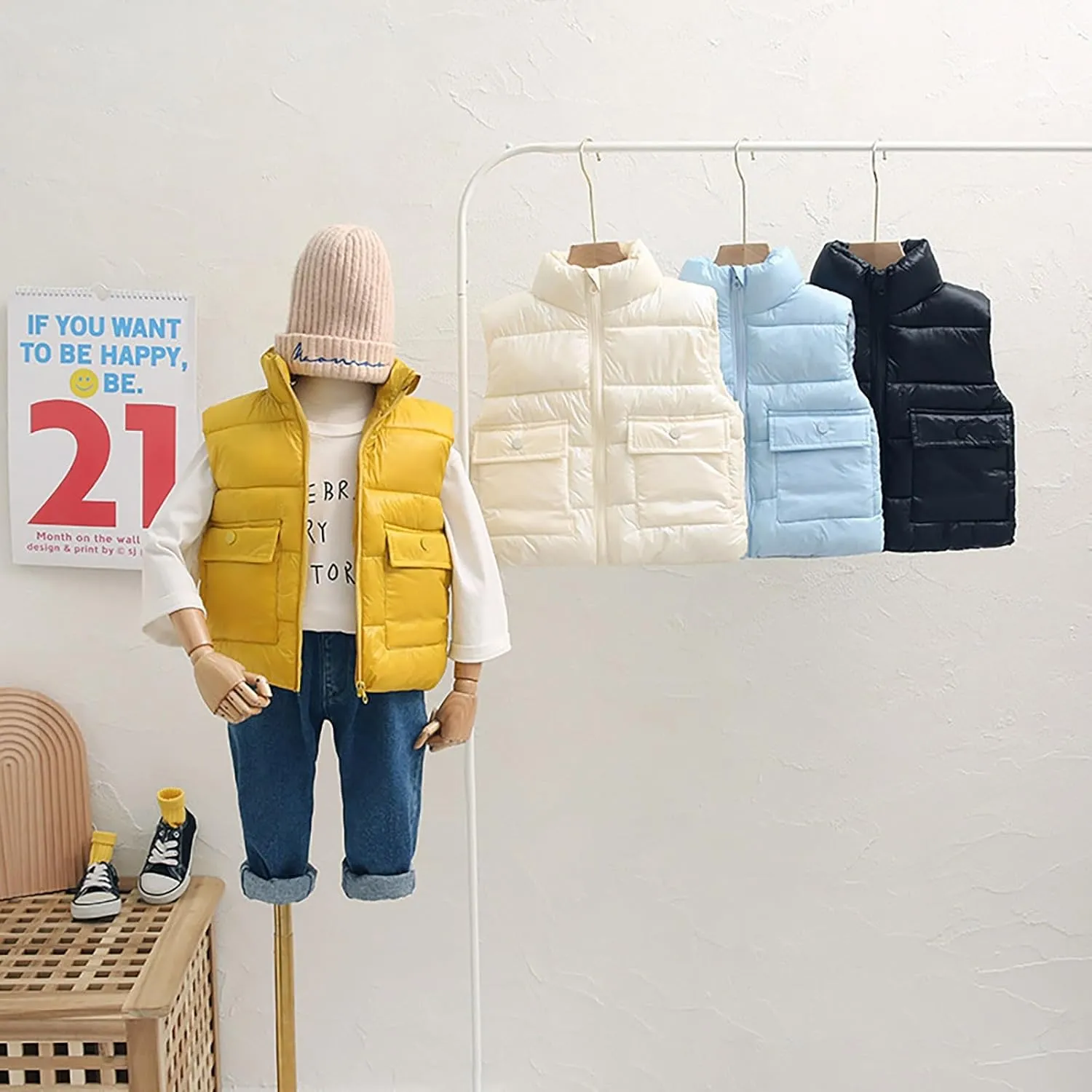 Kids Puffer Vest Lightweight Waterproof Sleeveless Jacket Zip up Outwear for Toddler Baby Boy Girl Winter Outwear
