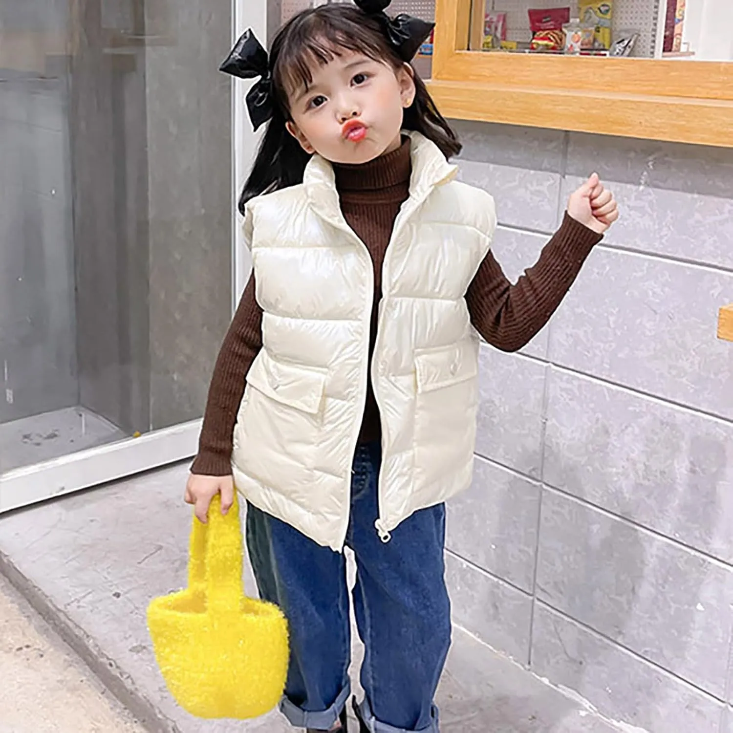 Kids Puffer Vest Lightweight Waterproof Sleeveless Jacket Zip up Outwear for Toddler Baby Boy Girl Winter Outwear