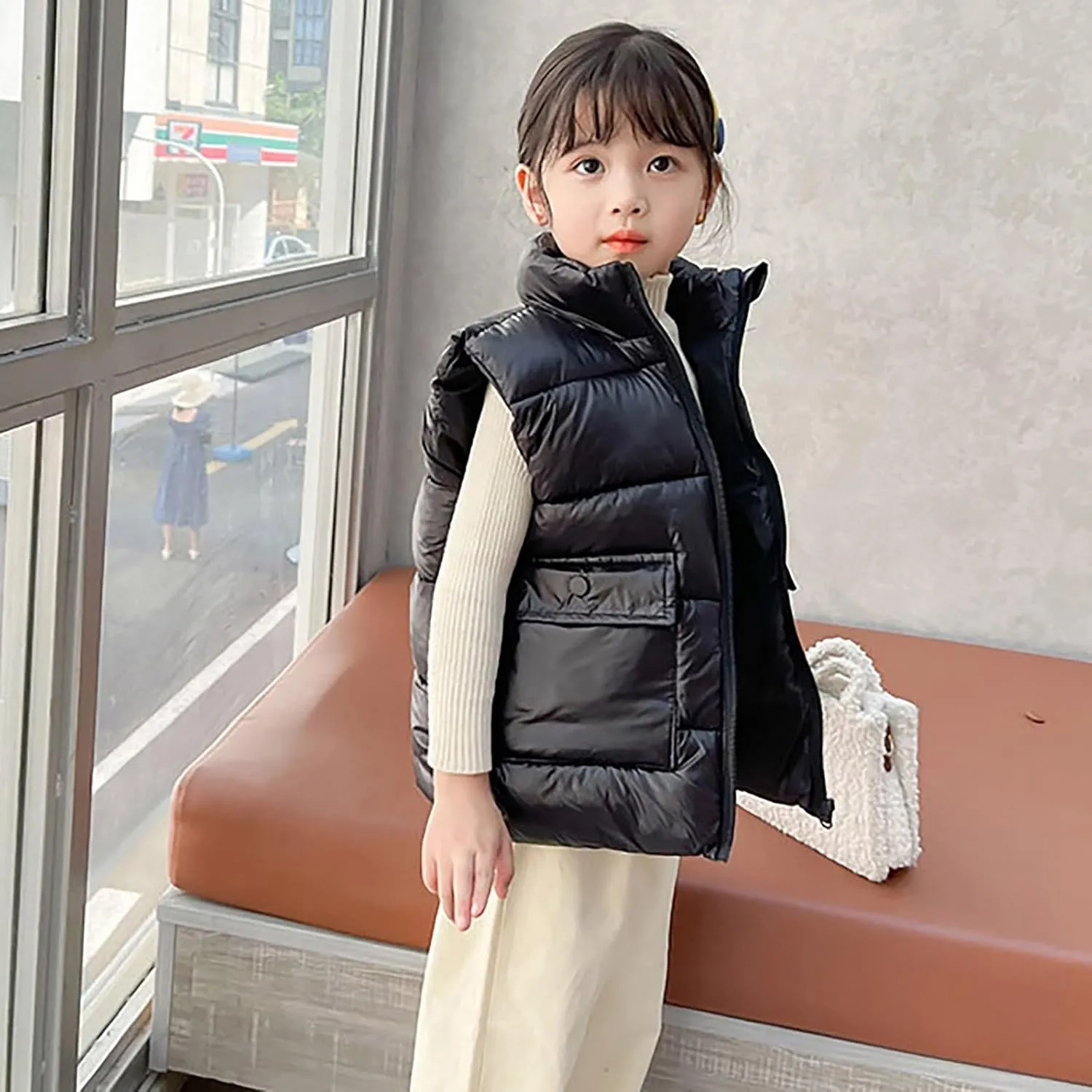 Kids Puffer Vest Lightweight Waterproof Sleeveless Jacket Zip up Outwear for Toddler Baby Boy Girl Winter Outwear