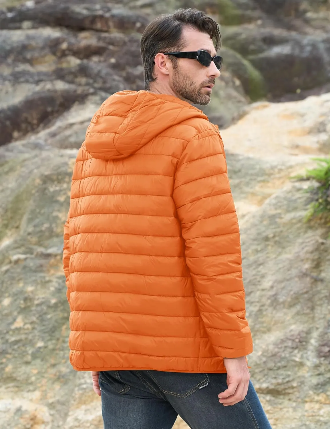MAGCOMSEN Men's Lightweight Puffer Jacket Hooded Full Zip Water-Resistant Quilted Lined Winter Coats