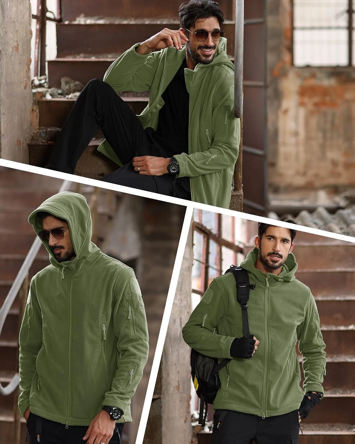 MAGCOMSEN Men's Military Tactical Jacket Warm Fleece Hoodies Sport Outdoor Winter Coats Windbreaker