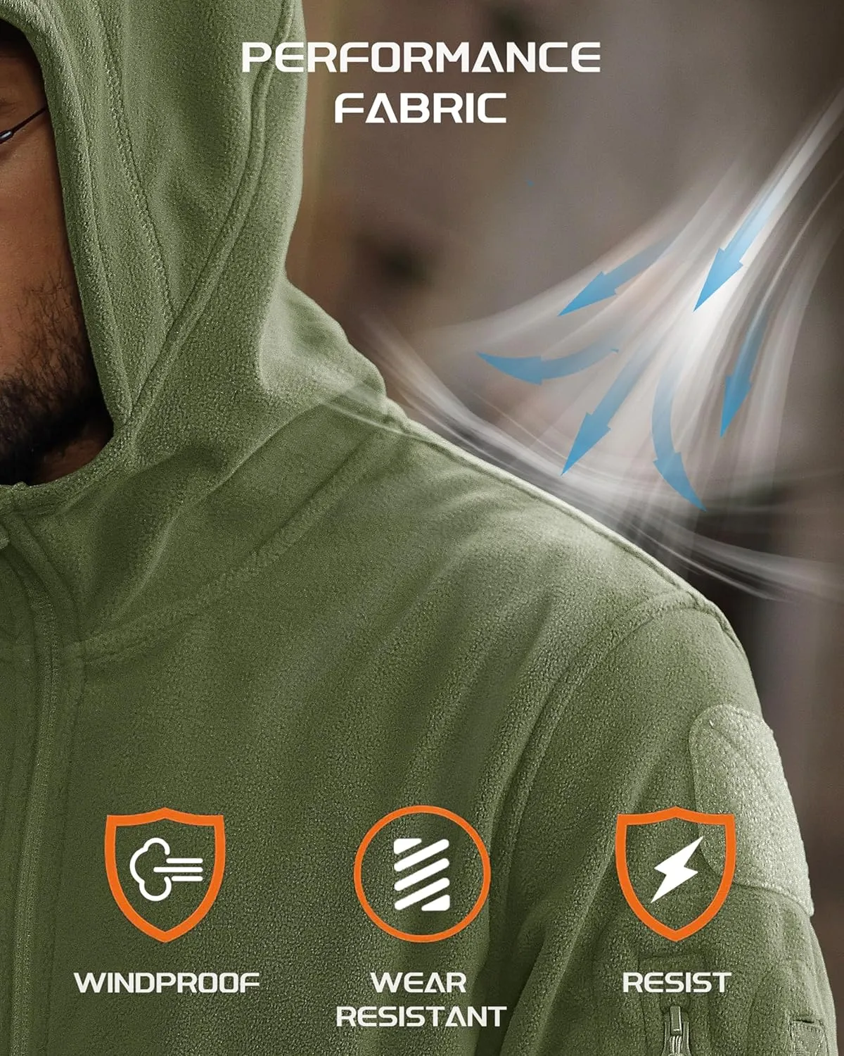 MAGCOMSEN Men's Military Tactical Jacket Warm Fleece Hoodies Sport Outdoor Winter Coats Windbreaker
