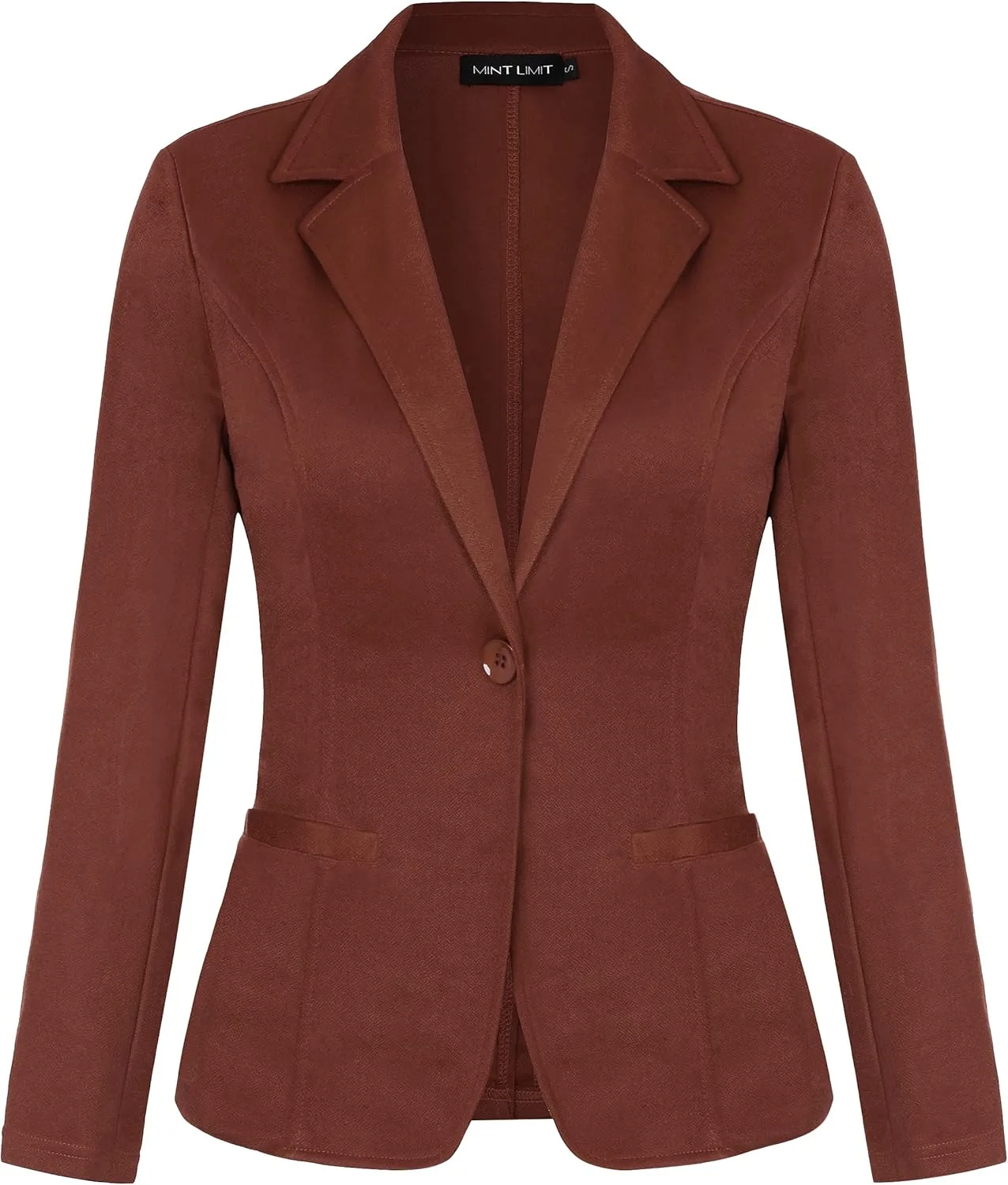 MINTLIMIT Women Long Sleeve Button Blazers Work Casual Office Notch Lapel Business Open Front Blazer Jacket with Pockets