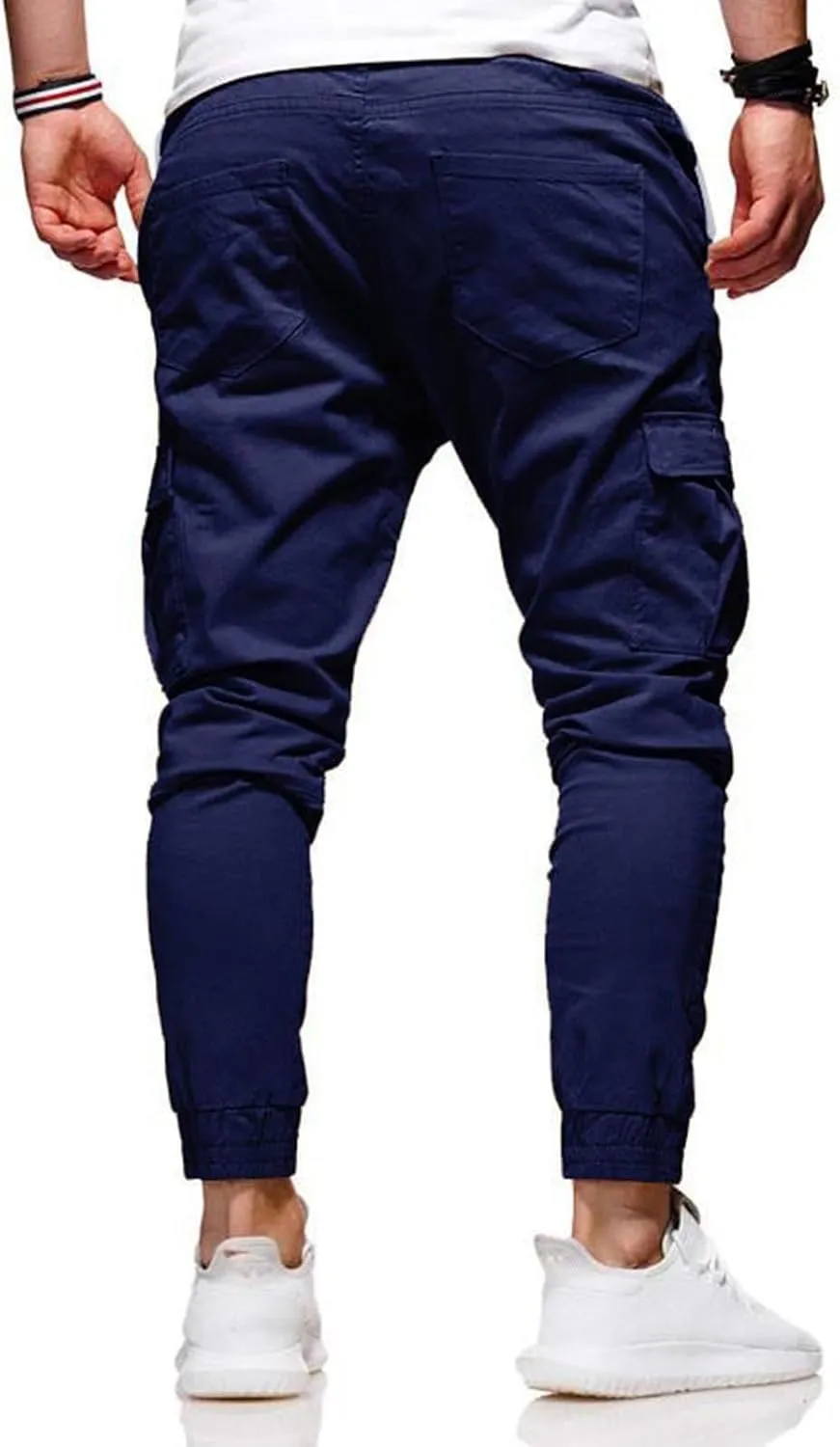 Mmoneyake Mens Cargo Pants Workout Athletic Hiking Sweatpants Drawstring Joggers Pants Slim Fit Chino Pants Training Trousers