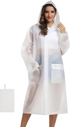 MOCOTONO Reusable Thicken EVA Rain Ponchos for Adults (1 Pack)- Extra Long Rain Jackets Raincoats for Men Women