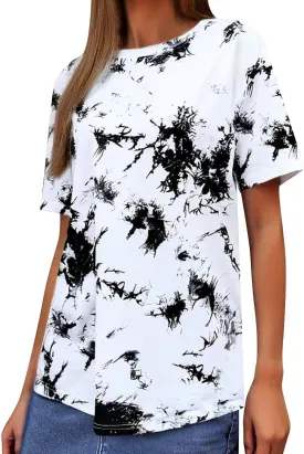 Oversized Vintage T Shirts for Women Tie Dye Graphic Summer Tops Short Sleeve Y2k Tees Crew Neck Casual Workout Tshirt