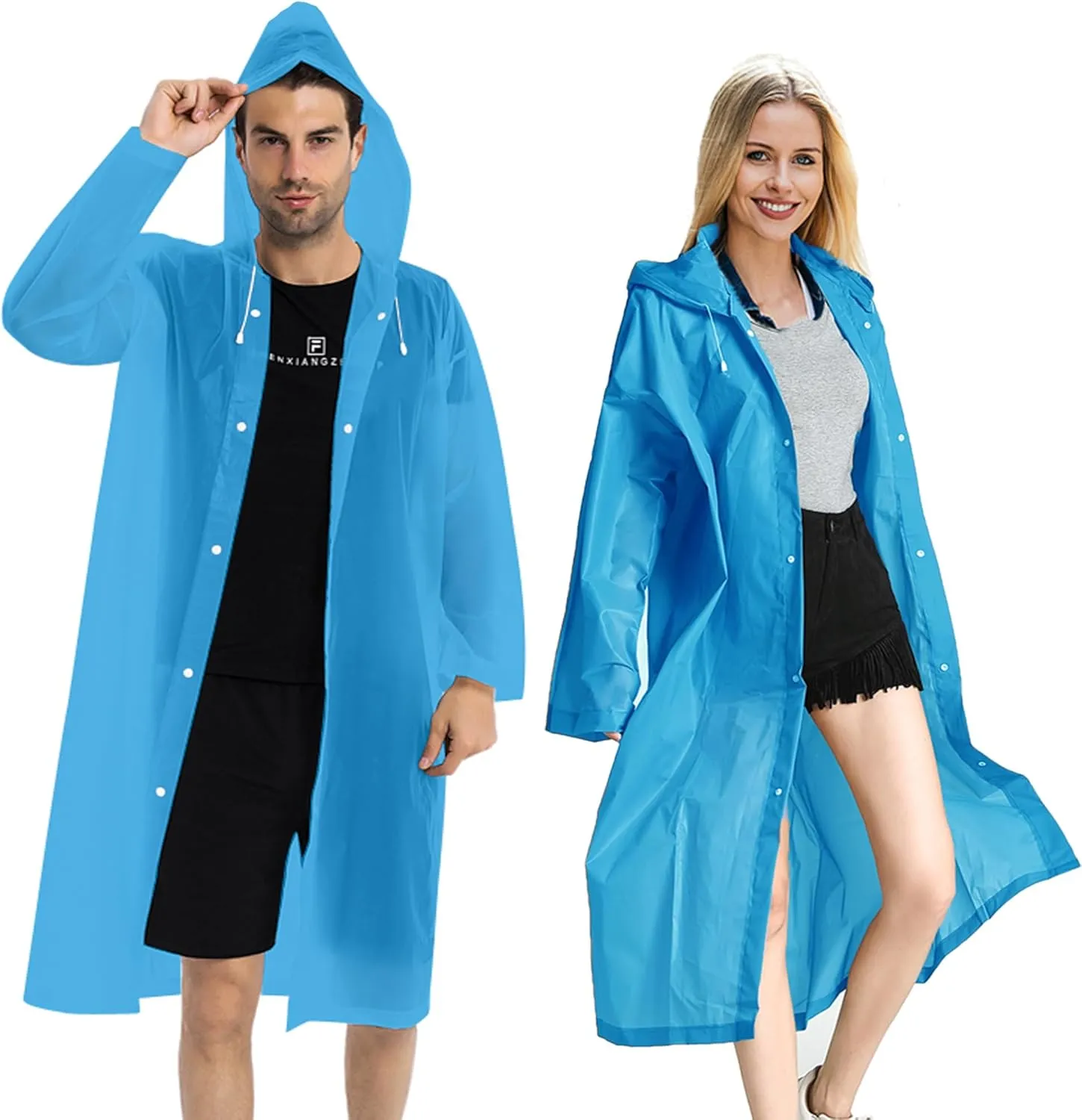 Rain Coats (2 Pack) - Reusable EVA Rain Ponchos for Adults Rain Jackets Raincoats for Men Women