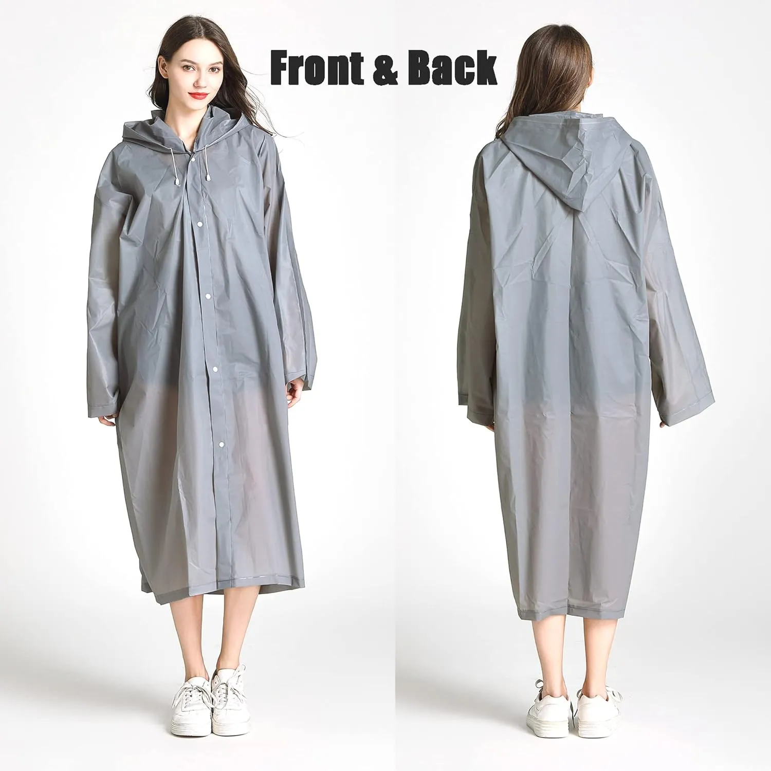 Rain Coats (2 Pack) - Reusable EVA Rain Ponchos for Adults Rain Jackets Raincoats for Men Women