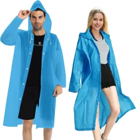 Rain Coats (2 Pack) - Reusable EVA Rain Ponchos for Adults Rain Jackets Raincoats for Men Women