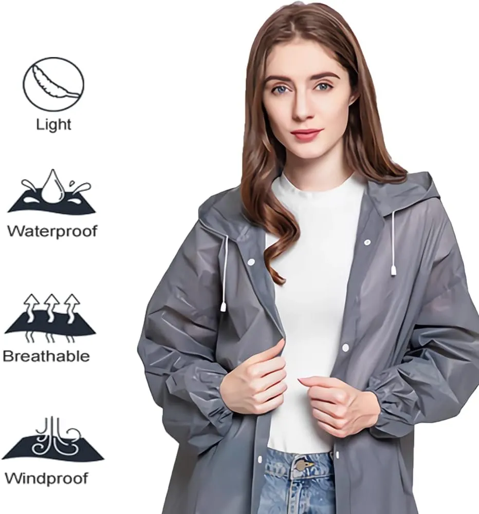 Rain Coats (2 Pack) - Reusable EVA Rain Ponchos for Adults Rain Jackets Raincoats for Men Women