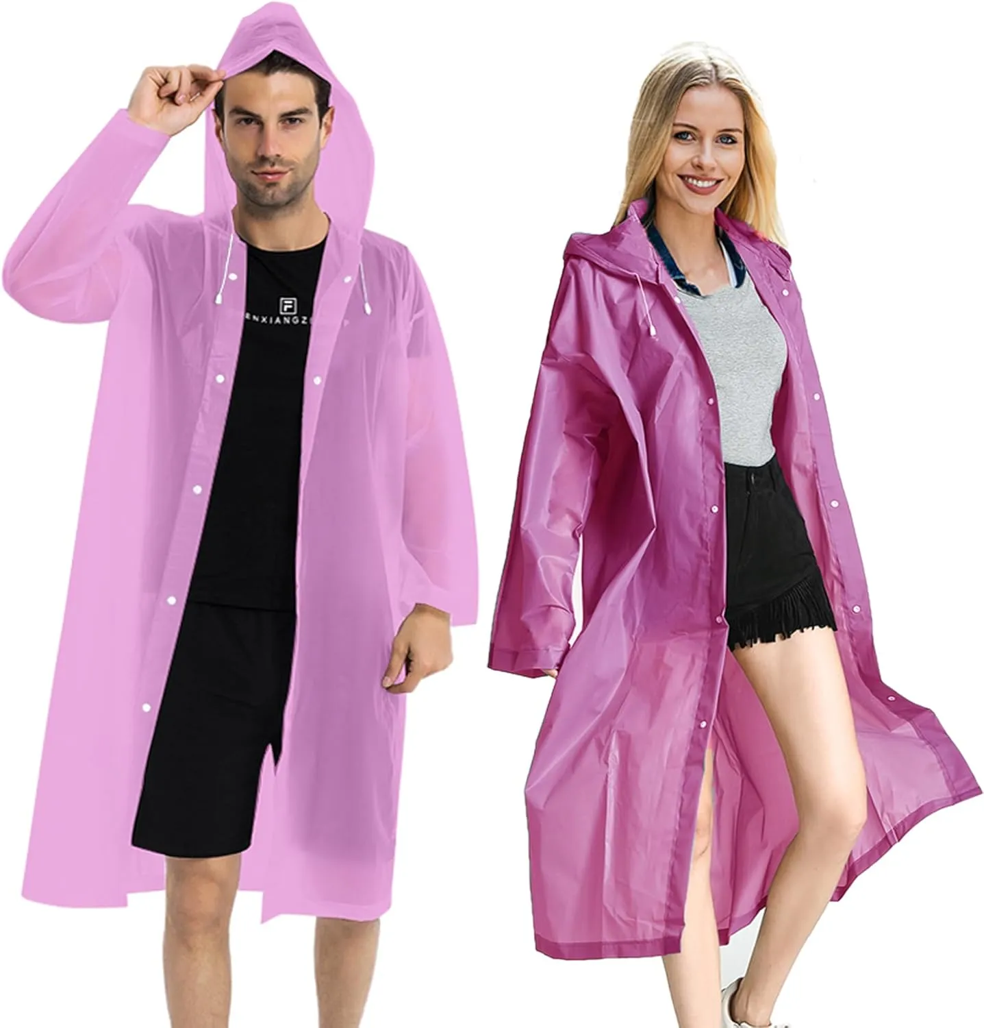 Rain Coats (2 Pack) - Reusable EVA Rain Ponchos for Adults Rain Jackets Raincoats for Men Women